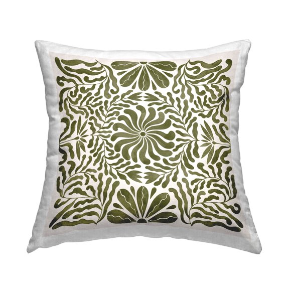 Stupell Industries Symmetric Flower Pattern Decorative Printed Throw Pillow Design by Grace Popp .