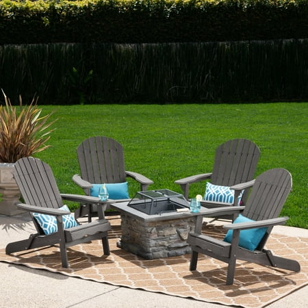 Michaela Outdoor 5 Piece Acacia Wood Adirondack Chair Set 