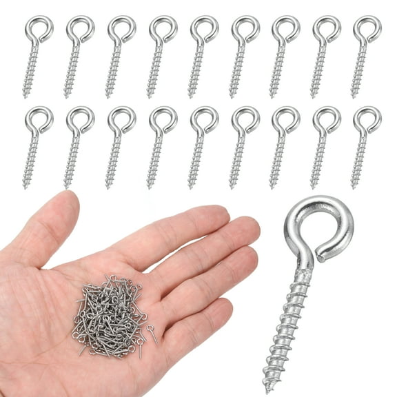 350 Pack Screw Hooks Eyes, M1x12mm 304 Stainless Steel Small Eye Bolts Screw
