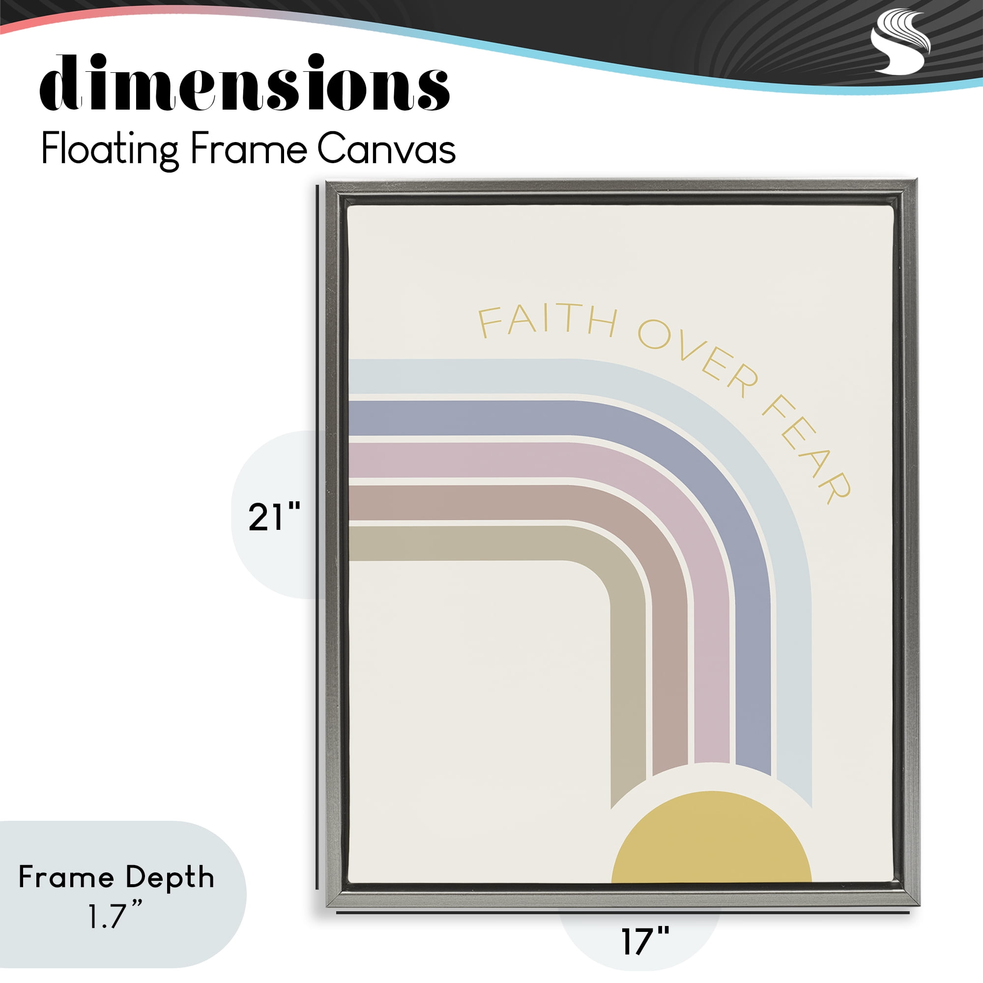 Stupell Industries Faith Over Fear Rainbow Gray Framed Floater Canvas Wall Art, design by SD Graphics Studio