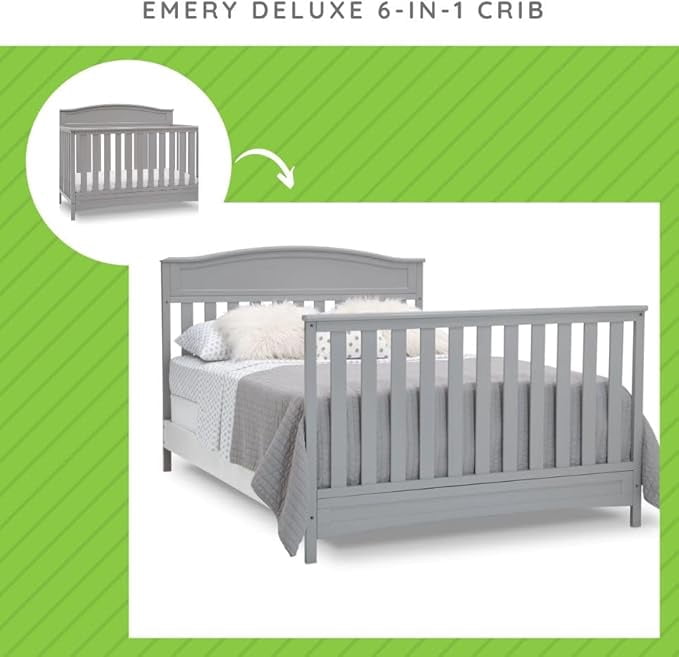 Full-Size Conversion Kit Bed Rails for Emery Deluxe Crib by Delta Children - #0050 (Grey - 026)