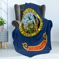 thumbnail image 4 of Idaho Soft Flannel Fleece Throw Blanket, Gem State Flag Design Nostalgic Logo in Vibrant Colors Illustration, Cozy Plush for Indoor and Outdoor Use, 70" x 90", Night Blue Multicolor, by Ambesonne, 4 of 5