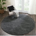 thumbnail image 6 of Nourison Malibu Shag Solid Shag Dark Grey 7'10" x ROUND Area Rug, (8' Round), 6 of 8