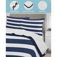 thumbnail image 4 of Quilts Full Size, Navy Blue Stripe Soft Comforter Bedding Set for Bed, Modern Simple Geometric White Striped Lightweight Quilted Bedspread with Pillow Cover(2 Pieces) for All Season, 78x90 Inch, 4 of 6