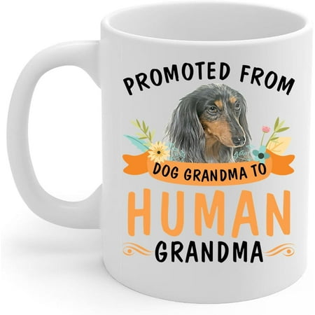 

Promoted from Puppy Portuguese Water Dog Grandma to Human Grandma Coffee Mug White Ceramic Cup 11oz