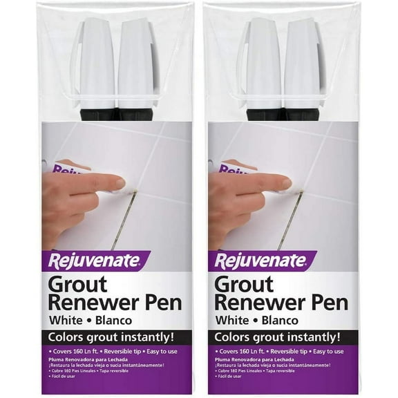 Rejuvenate White Grout Restorer Marker Pens Restore and Renew Dingy Stained Grout in Minutes 2 Units Pack Tw Pck, RJ2GMW 2PK