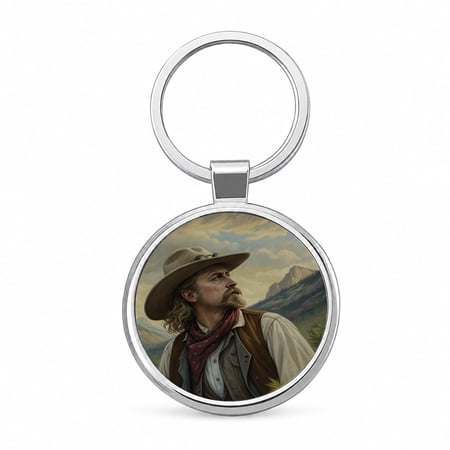 Buffalo Bill Wild West Metal Round Keychain Buffalo Bill Wild West Metal Round Keychain