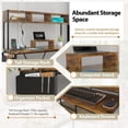thumbnail image 5 of Furmax Adult Collection Modern LED Lights and Storage Rack L Shape Desk, Brown, 5 of 7