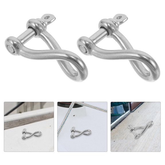 ETEREAUTY Stainless Steel Screw Pin Anchor Shackle, Plated, Marine Grade, 4 Pieces for Boating and Outdoor Use