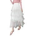 thumbnail image 3 of Liacowi Women's Tulle A-Line Skirt, Elastic High Waist Solid Color Ruffled Mid-Length Cake Skirt for Party, 3 of 9