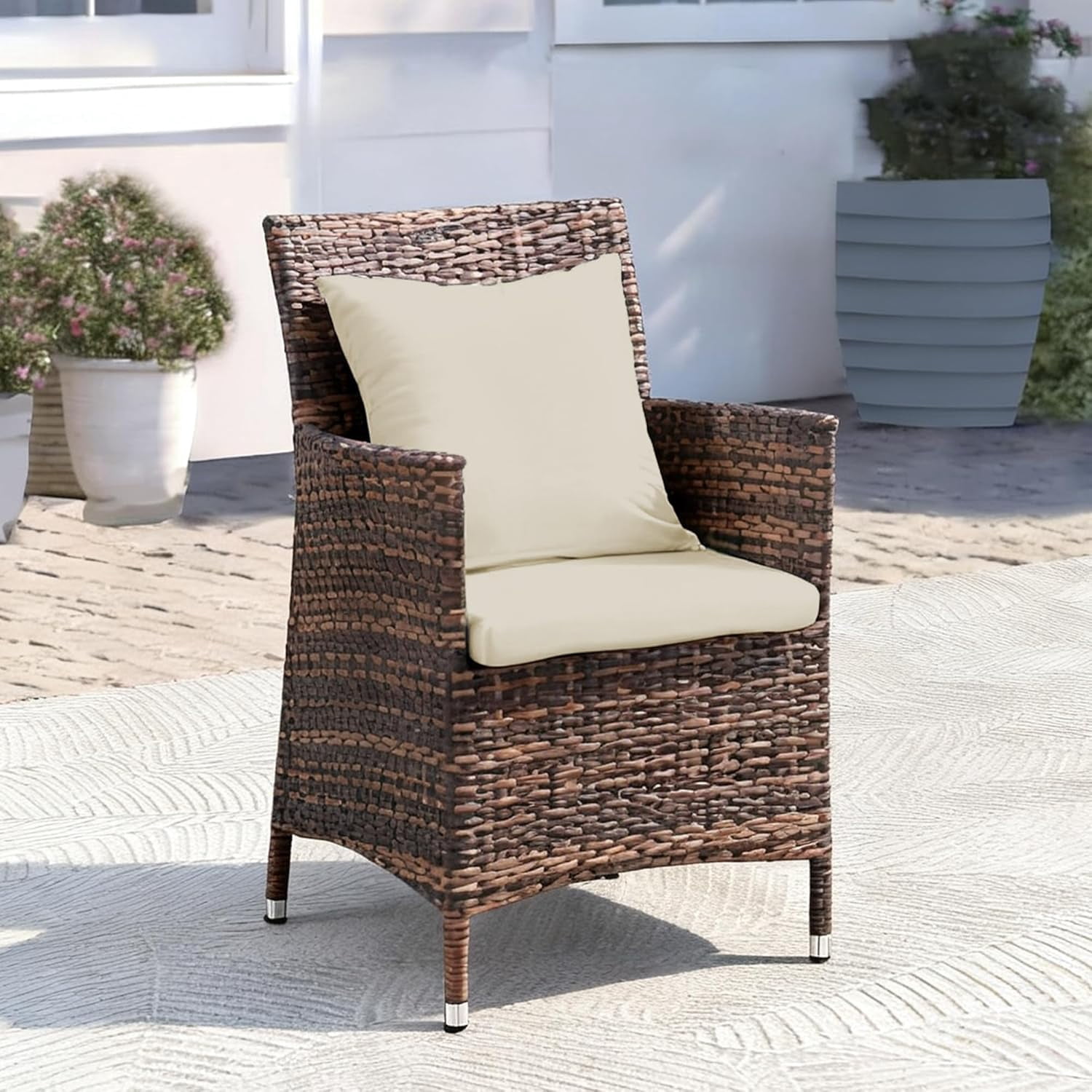 Waterproof 3-Piece Patio Sofa Cushion Cover Set - Replacement Covers for Outdoor Wicker Furniture, Bench & Seat Cushions with 4pcs Throw Pillow Cover