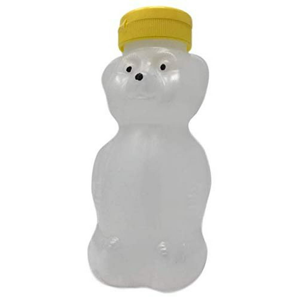 6 pack 12 ounce empty plastic honey bear jar bottles with flip top lid
