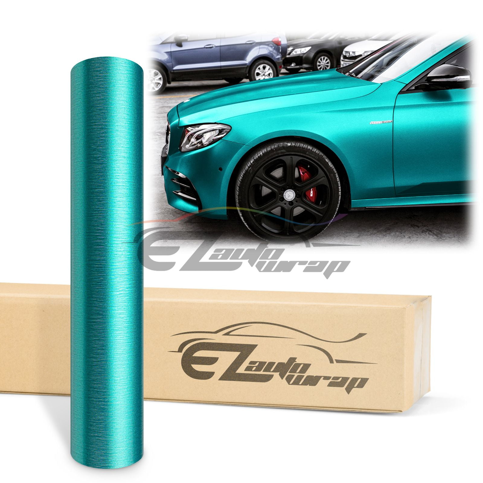 Buy EZAUTOWRAP Brushed Aluminum Teal Car Vinyl Wrap Vehicle Sticker 