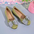 thumbnail image 5 of Women's Round Toe Flat Slip On Shoes, Sparkly Rhinestone Bow Decor Faux Suede Ballet Flats, Elegant Dress Shoes for Wedding Party, 5 of 9