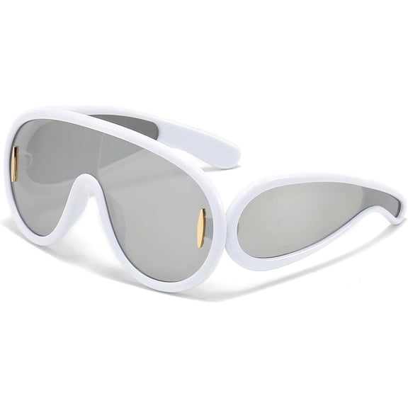 Fashion Wave Mask Sunglasses For Women Men Trendy Oversized Sun Glasses Luxury Designer Y2K Punk Shades