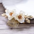 thumbnail image 1 of Peineta para el pelo de novia con flores, hoja dorada, accesorios para el cabello florales para mujeres y niñas (dorado), 1 of 5