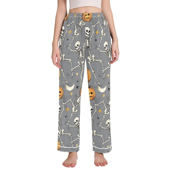 FORMRS Women's Pajama Pants with Pockets Soft Comfy Loungewear Sleep Bottom, Sizes S-2XL, Gray Halloween Dancing