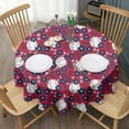 thumbnail image 3 of Red Baseballs with Blue Flowers Pattern Round Tablecloth 60"x60",Wrinkle Wipeable Table Cloth for Kitchen Dining Room Picnic Patio Party, 3 of 6