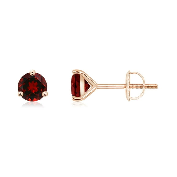 ANGARA Natural Martini-Set Round 1.2 ct Garnet Stud Earrings in 14K Rose Gold for Women (Size-5mm) | January Birthstone, Birthday, Anniversary, Jewelry Gift for Women | Natural Garnet Earrings