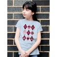 thumbnail image 2 of Lucky Love Emojis - Retro Argyle Graphic Youth's T-shirt, 2 of 4