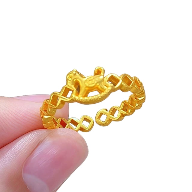 Anillo de dedo con diseño de cabeza de caballo y dinero para mujer, anillo ajustable con apertura del año 2026, accesorios de joyería