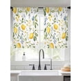 thumbnail image 3 of Summer Lemon Semi Sheer Curtains 45 Inch Length 2 Panels Set, Yellow Botanical Spring Floral Blue Sheer Kitchen Curtain Privacy Voile Window Curtain for Living Room Bedroom Rod Pocket Drapes, 3 of 7