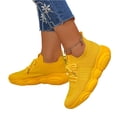thumbnail image 5 of longantii Womens Round Toe Walking Running Shoes Arch Support Lightweight Mesh Slip On Tennis Sneakers Comfortable Breathable Platforms Lace Up Sneakers Shoes Yellow, 5 of 5