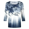 thumbnail image 5 of Pisexur Hauts pour Femmes Grande Taille Mode Chemises 3/4 Automne Décontractées Blouses à Col Rond Mignonnes à Imprimé Floral Tuniques Amples, 5 of 5