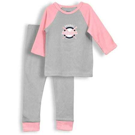 

Spencers H78105-2T Princess Pajama - Baseball Pink & Grey - 2 Toddler 2 Piece