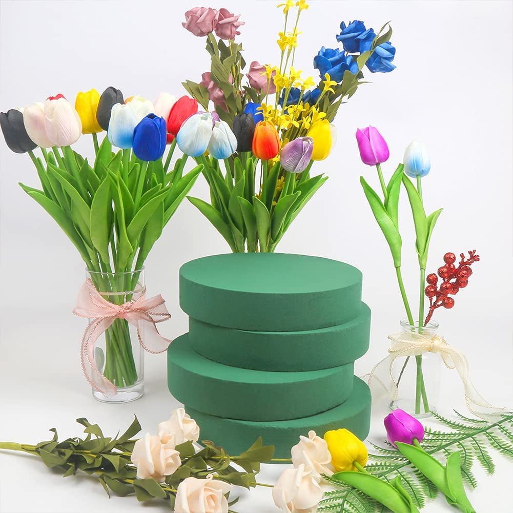 NANAHuang Round Floral Foam Blocks,8" Large Wet Foam Bricks for Wedding Flower Arrangement Supply,Pack of 4