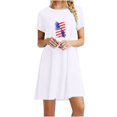 thumbnail image 2 of RT5YKing Robe Décontractée Mode Printemps Été Jour de l'Indépendance Manches Courtes Col Rond Mi-Mollet Robes pour Femmes 2023, 2 of 4