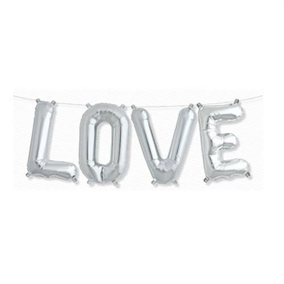 LOONBALLOON Love Balloons, 16″ LOVE KIT - SILVER (AIRFILL ONLY)