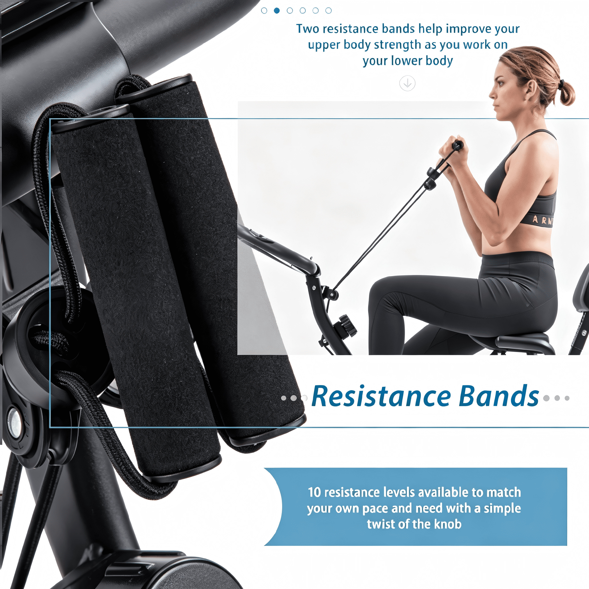 【EverNest Living】4-in-1 Folding Exercise Bike, Magnetic Stationary Bicycle, Green