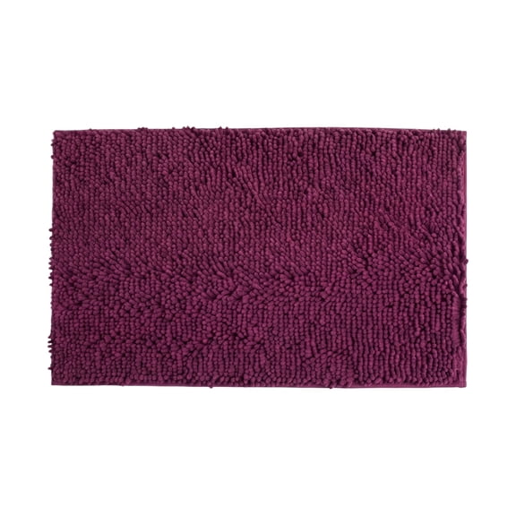 Absorbent Bathroom Floor Mat, 15.7 x 23.6in Water Soaking Entrance Door Rug, Non-Slip Soft Bath Rug for Shower Room and Vanity, Dark Purple