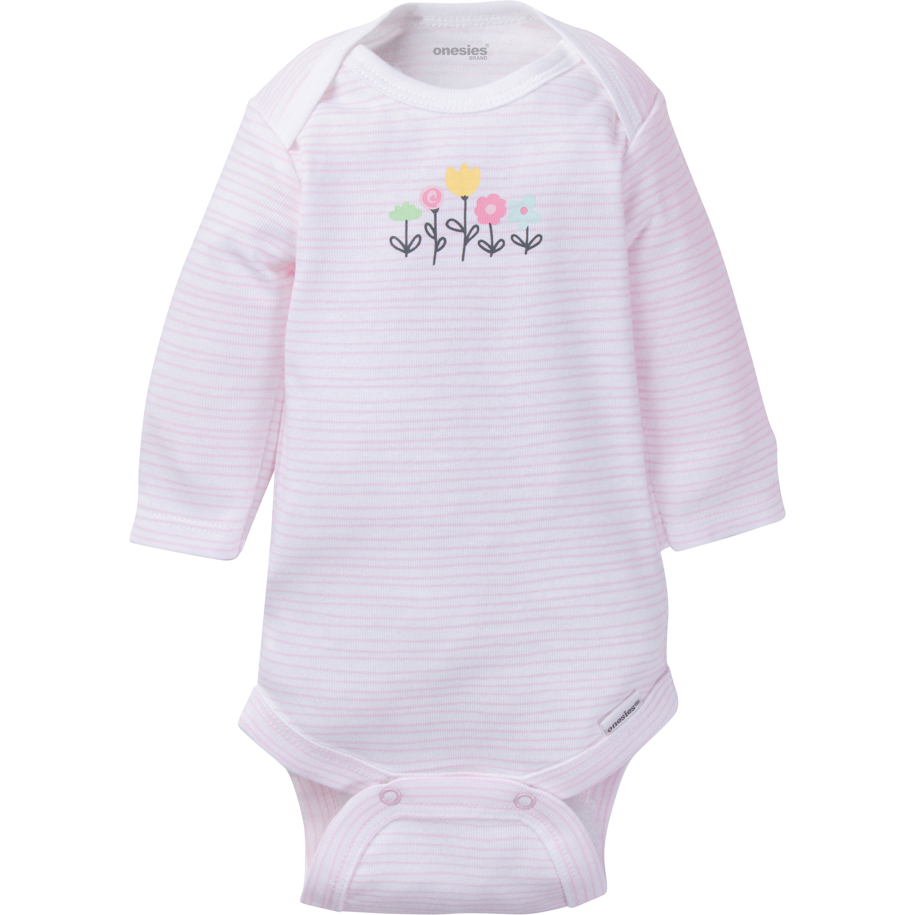 Onesies Brand Baby Girl Long Sleeve Bodysuit, 6-Pack, Sizes Newborn-12M - image 3 of 4