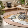 thumbnail image 3 of Round Area Rugs 3.3Ft, Pink Brown Cute Cat Non-Slip Washable Circle Rugs Carpet, Cartoon Funny Heater Cats Indoor Outdoor Rug Floor Mats Throw Runner for Bedroom Living Room Bathroom, 3 of 8