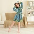 thumbnail image 3 of FORMRS Niños Bathrobe Unisex Hooded Robe Soft Plush Pajamas Sleepwear, Size 7-9T, Blue Mountain, 3 of 7
