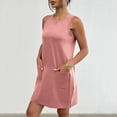 thumbnail image 4 of Dresses for Women Summer Crew Neck Sleeveless Dress Casual Beach Cotton Workout Sport Tennis Athletic Mini Dress with Pockets, 4 of 6