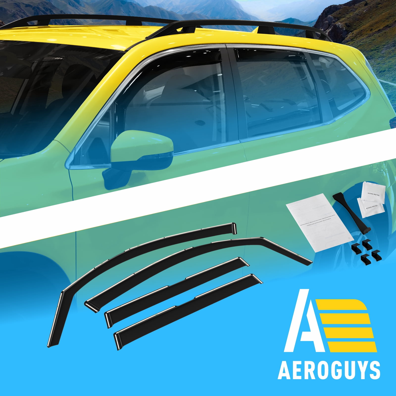 AEROGUYS In-Channel Window Deflectors Extra Durable Window Visors Rain Guards Fit for Subaru Forester 2019-2024, Sun Visors, Wind Deflectors, Vent Visors, Car Accessories - 4pcs. AG0439