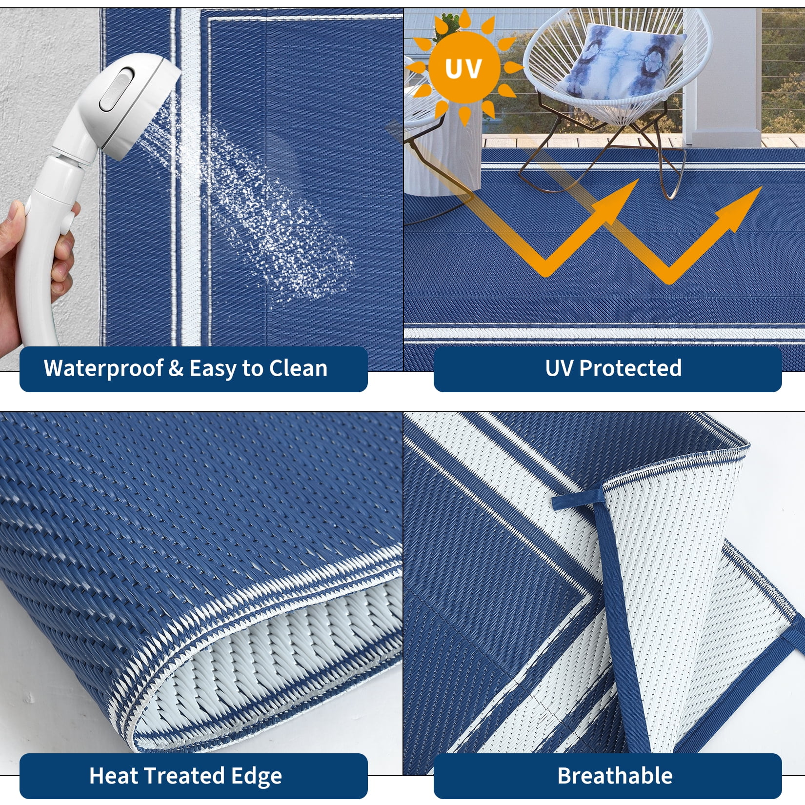 Outdoor Plastic Straw Rug 8x10 Waterproof Reversible Bordered Minimalist Patio Rug Indoor Outdoor Carpet with 4 Stakes and Storage Bag Outdoor Mat RV Mat for Deck Backyard Patio RV Camping Beach