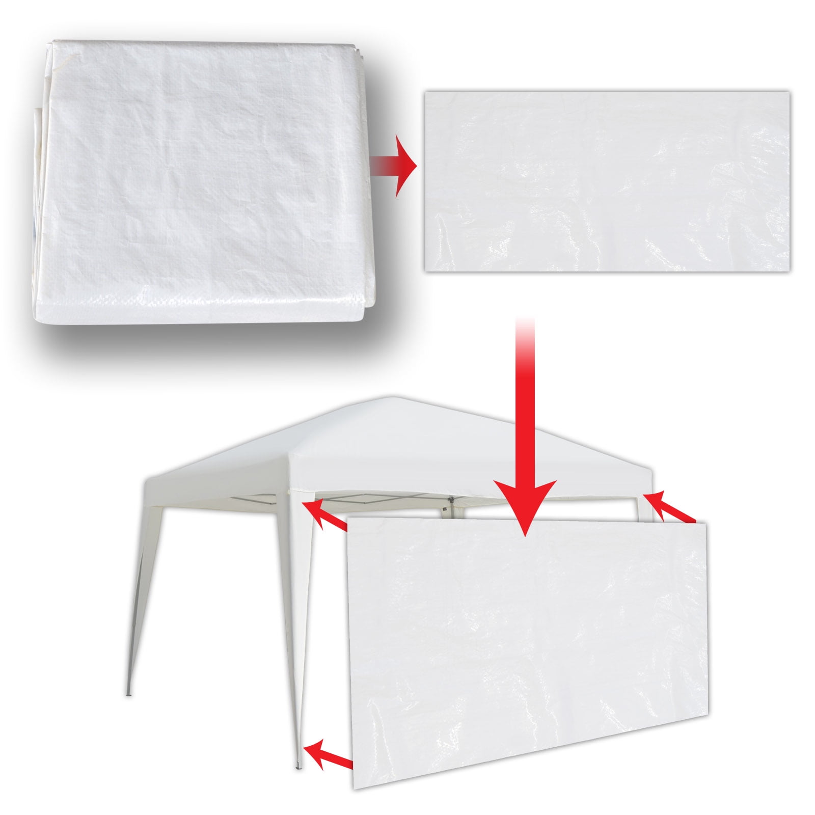 Sunrise 13'x6.4' Canopy Gazebo Sidewall without Windows, White