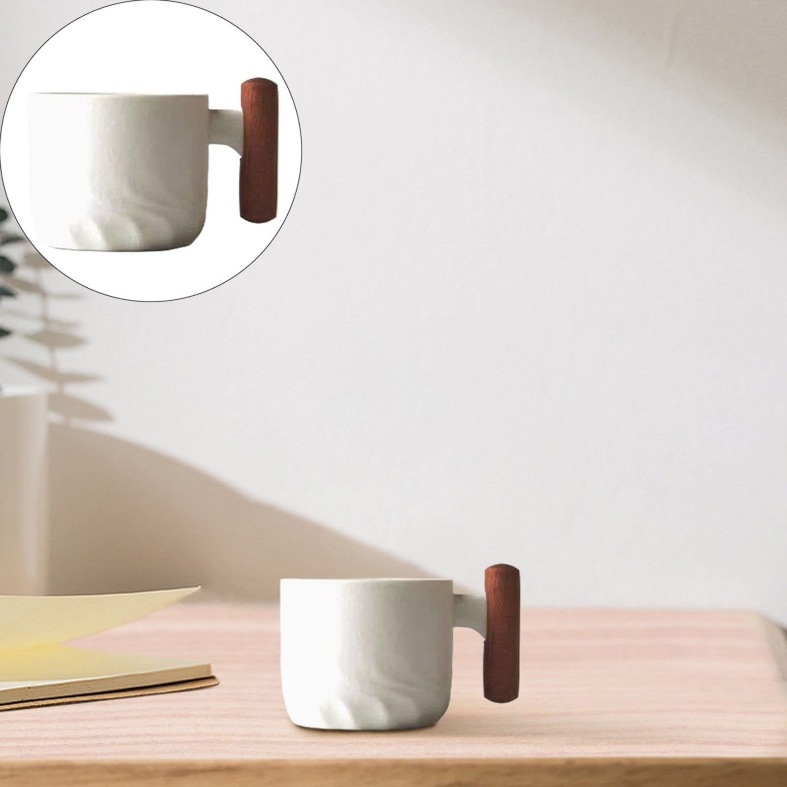 XKHAZA Ceramic Espresso Cups with Wooden Handle, Espresso Shot Cups Ceramic Tea Cups, Porcelain Demitasse Cups for Coffee or Tea