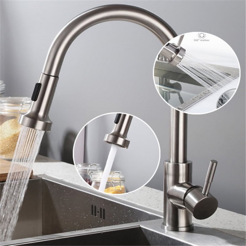 Kitchen Faucet Hilitand Single Handle Stainless Steel Brushed Pull
