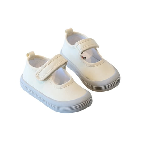 

Welliumy Children Walking Shoe Magic Tape Flats Closed Toe Dance Shoes Casual Moccasin Dancing Soft Sole Lightweight Beige 12C