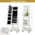 thumbnail image 2 of Gymax Rolling Jewelry Cabinet Armoire Full Length LED Mirror Lockable w/ Drawer White, 2 of 10