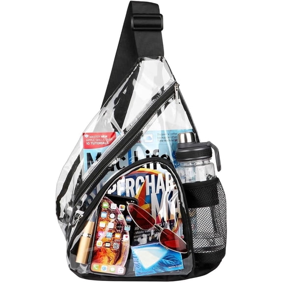 Clear Sling Bag, Clear Bag Stadium Approved, Transparent Shoulder Crossbody Backpack for School