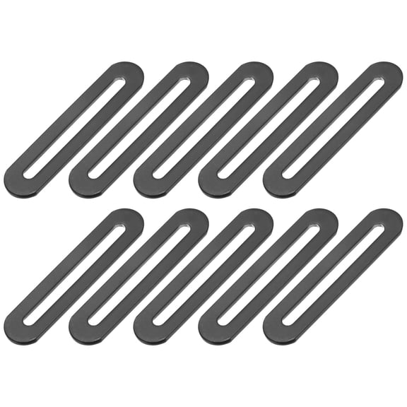 10-Pack Adjustable Flat Mending Plate Support with Single Slot, 3.54x0.75 Inch Straight Repair Fixing Bracket Connector for Wood Furniture [Black]