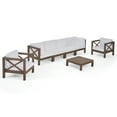 thumbnail image 3 of Elisha Outdoor 6 Seater Acacia Wood Sofa Chat Set, Gray and White, 3 of 13