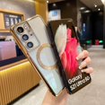 thumbnail image 3 of for Samsung Galaxy S21 Ultra Case Magnetic Clear with Camera Lens Protector Full Protection MagSafe Electroplated Silicone Slim Fit Shockproof Protective Phone Case 6.8 Inch - Gold, 3 of 13