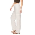 thumbnail image 2 of CALI1850 Women's Easy Pull On Extra Slouchy Self Tie Drawstring Relaxed Fit Straight Linen Cargo Pants, 2 of 8